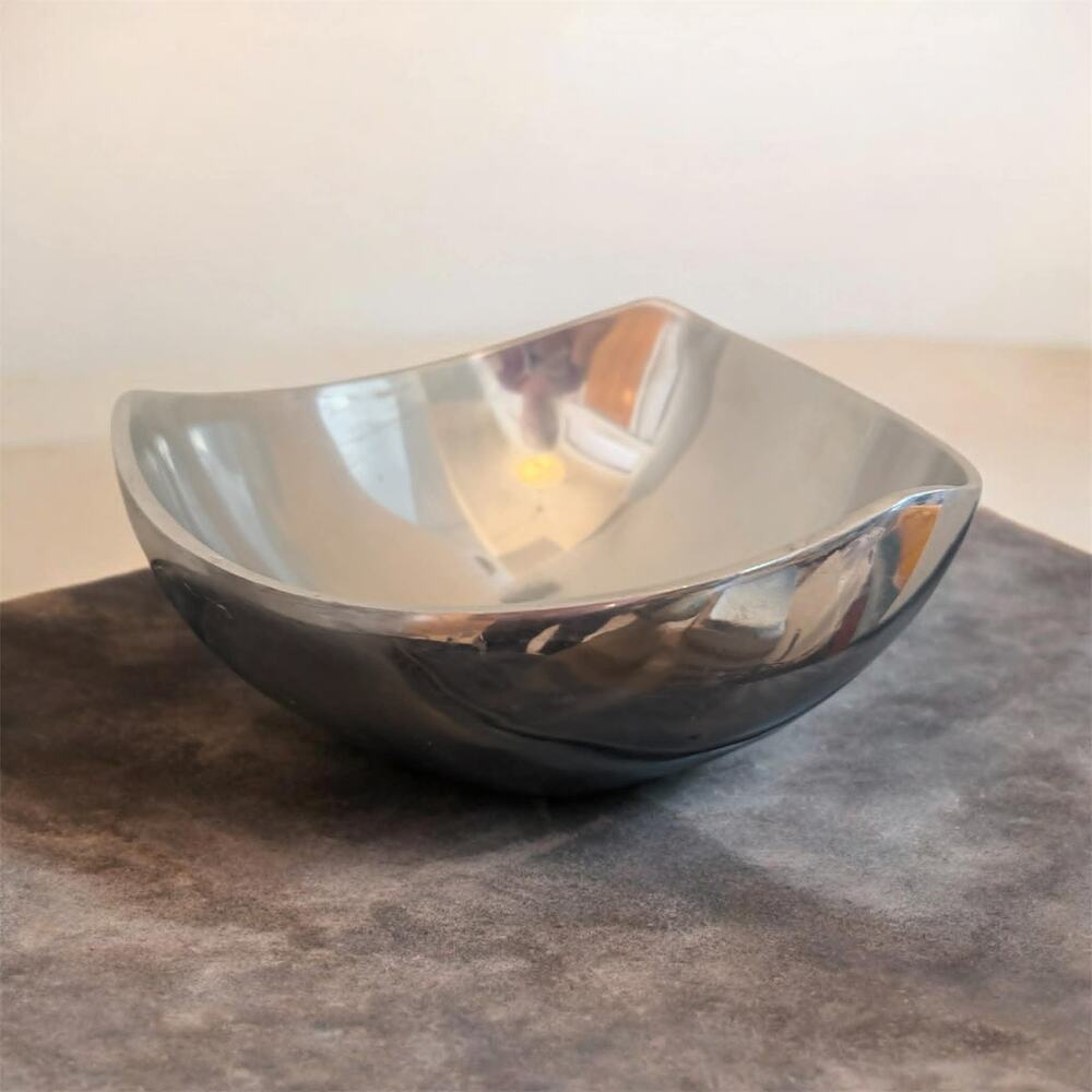 Vintage Nambe 527 Bowl MCM Mid Century Mod Tri-Corner Sculptural Alloy USA Decor